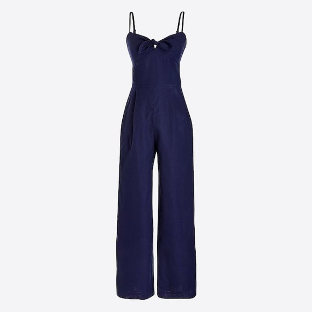 J. Crew Navy Linen Jumpsuit